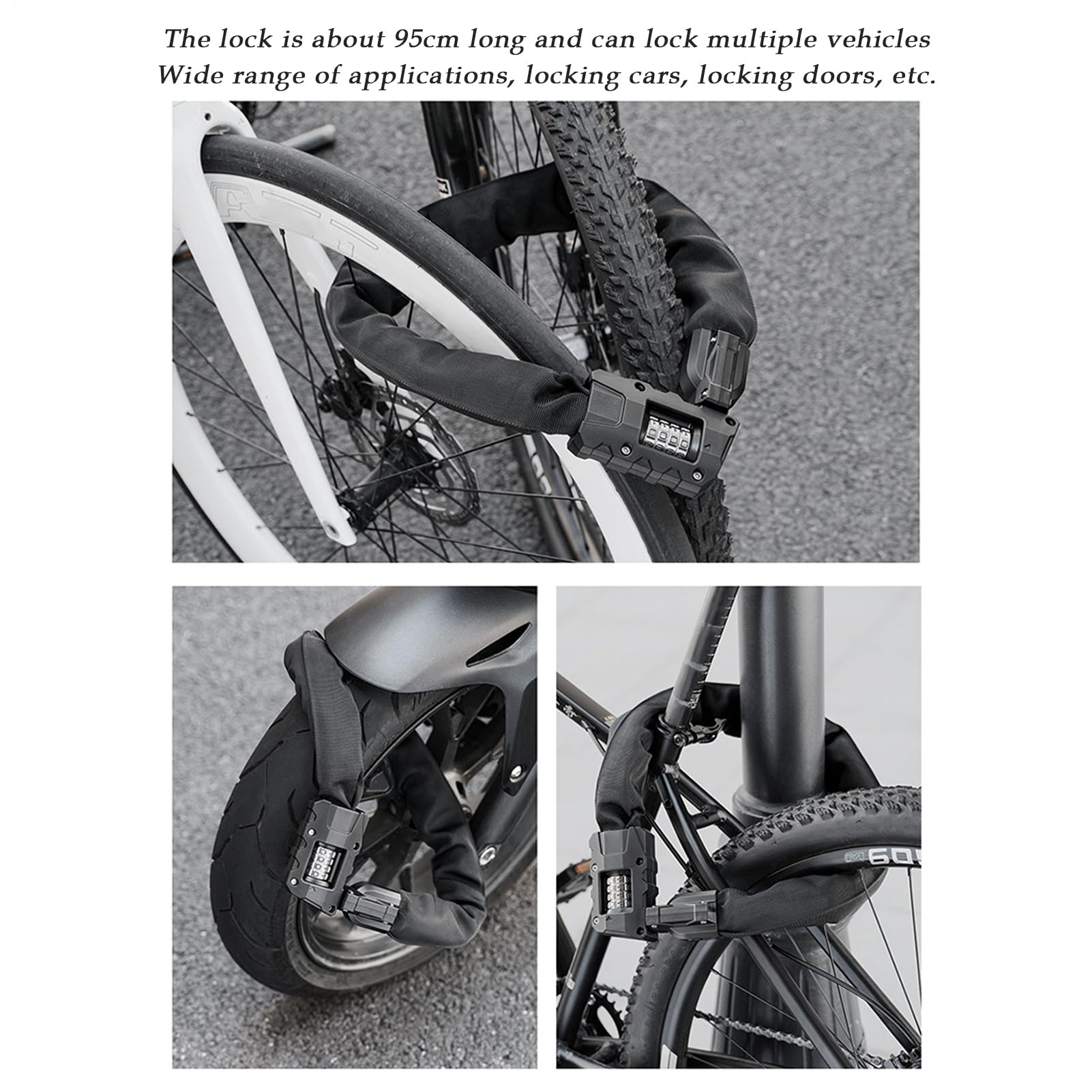 Candado De Scooter 1 Metro Resistente Antirrobo Equipo De Ciclismo | Candado Para Bicicleta Eléctrica Para Desplazamientos Ciudad Carretera Viaje Exterior Escuela Monopatín