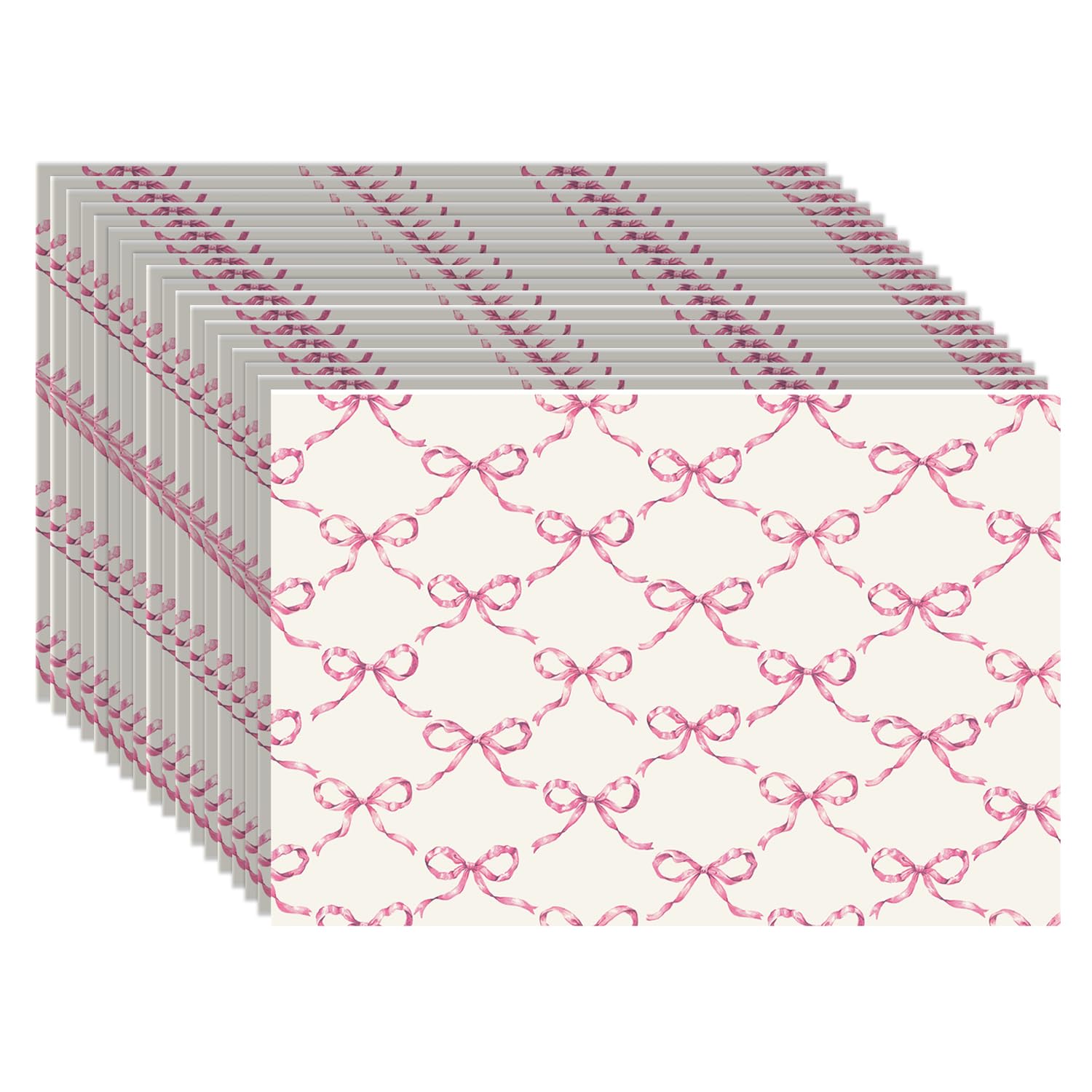 Manteles individuales de papel desechables para mesa de comedor, diseño de cuadros cruzados de lazo rosa para fiestas, 24 hojas por bloc, hechos en Estados Unidos