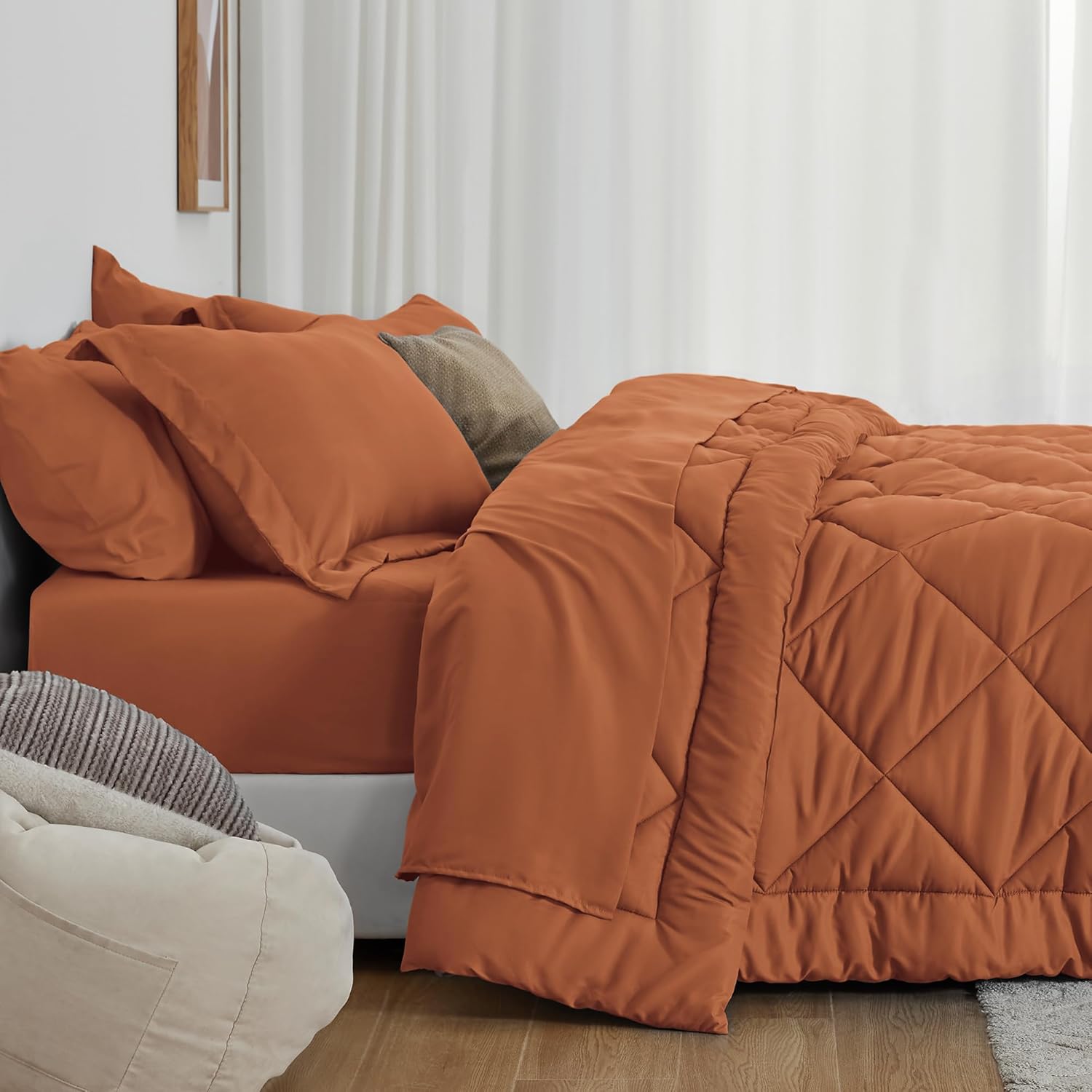 Love's cabin King Size Comforter Set Terracotta