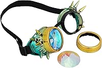 Vista 95 de Gafas caleidoscopio para raves trippy psicodélico steampunk con lentes de cristal de difracción de prisma arcoíris Negro