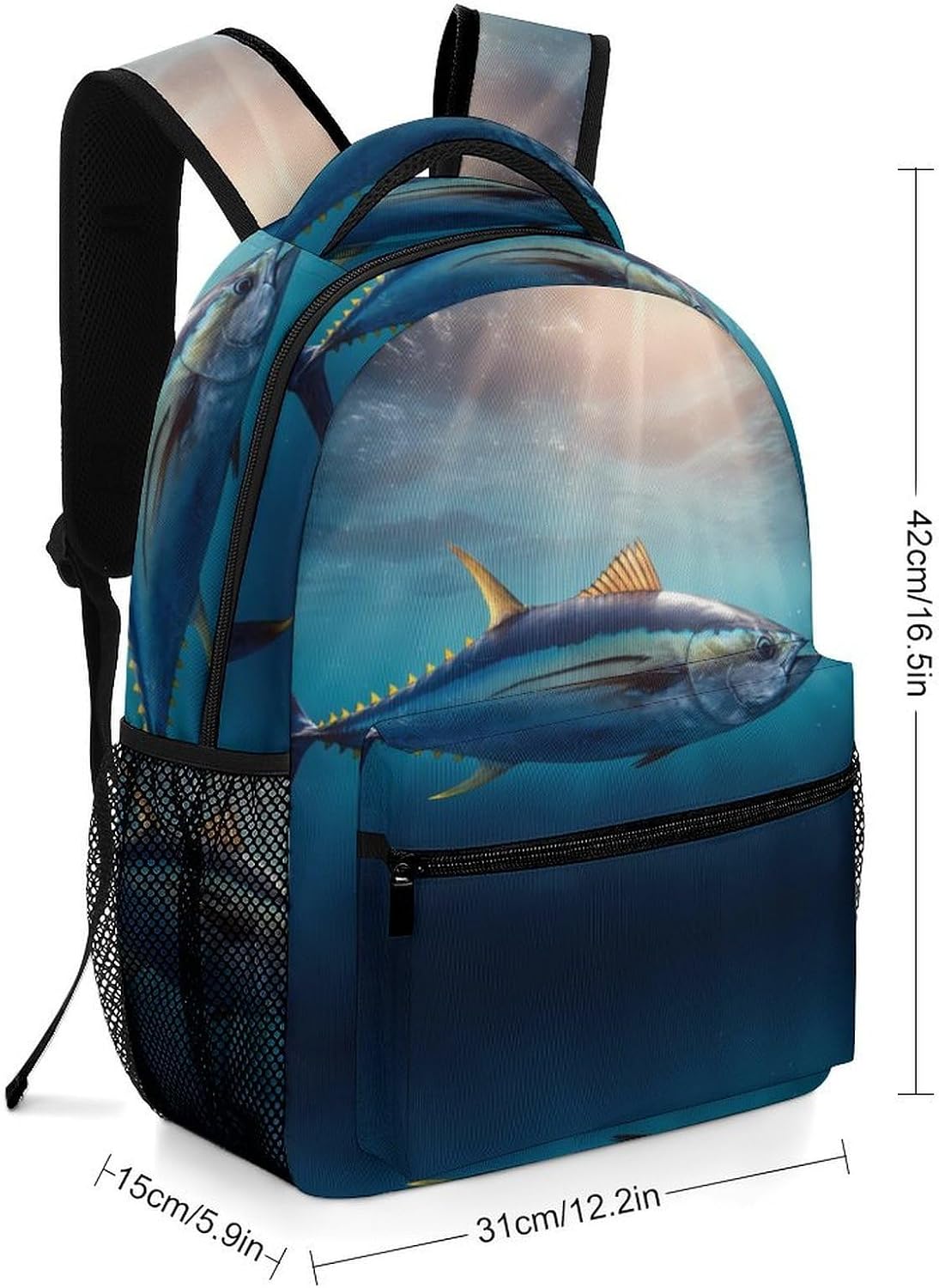 Tuna Fish in Ocean Novelty Backpack Lightweight Printed Daypacks image 2