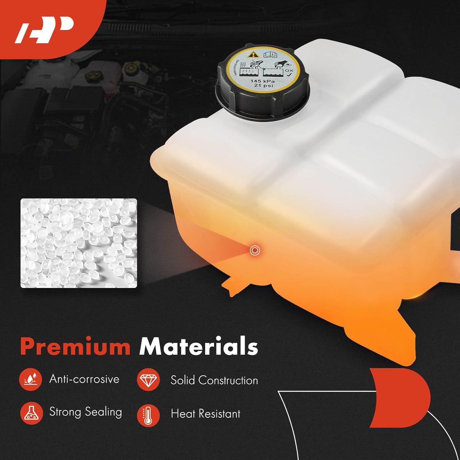A-Premium Front Engine Coolant Reservoir Radiator Expansion Tank [with Cap] Compatible with Ford Vehicles - 2013-2018 C-Max, 2013-2016 Escape, 2012-2018 Focus & 2014-2016 Transit Connect