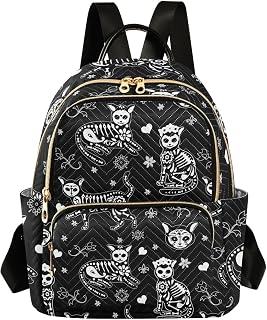Women Fashion Backpack Purse Death Cat Rucksack, M