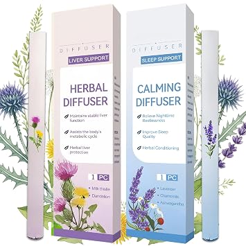 2 PCS Herbal Diffuser Pen Quit Smoking,Mullein Diffuser Pen with Mint and Thyme for Lung Cleansing, Freshens Breath & Quitting Bad Habit - Up to 600 Uses