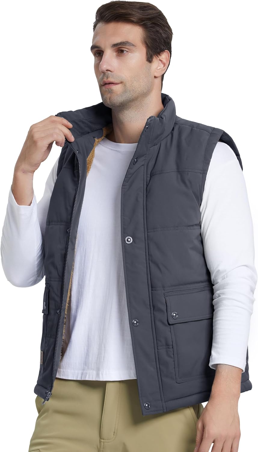 MAGCOMSEN Men's Winter Vest Outerwear Fleece Lined Outdoor Vest Warm Sleeveless Jacket - Image 2
