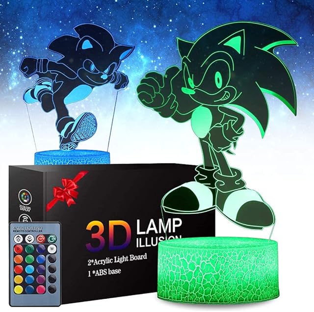 3D Night Light Toy, Suitable for Children's Room Home Decoration, 2 Patterns 16 Color Changes with Remote Control&Touch, Birthday Gifts for Boys and Girls