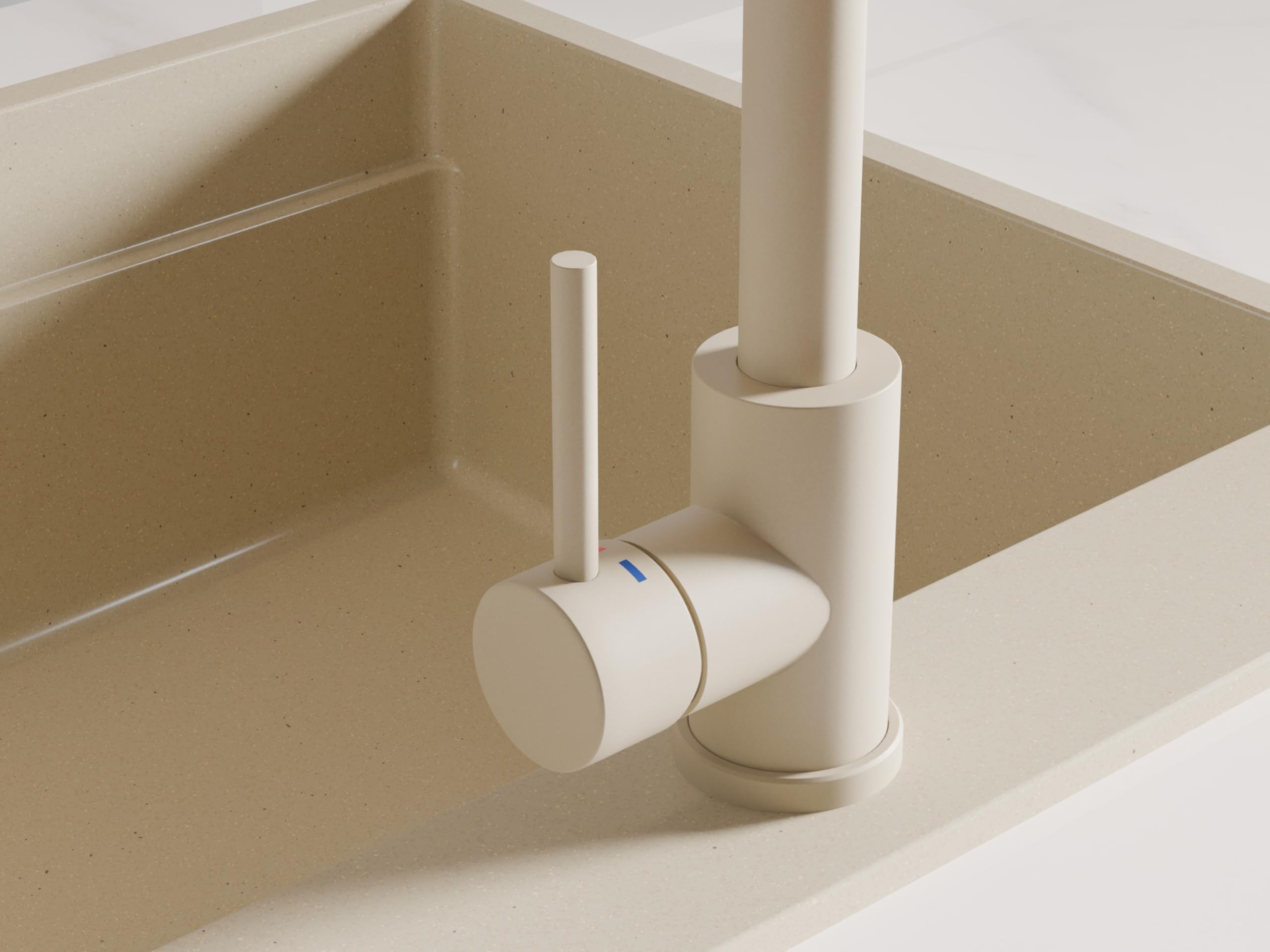 PRIMAGRAN Robinet de cuisine 5010 Beige, Robinet haute pression, Robinet de l’évier pivotant à 360°