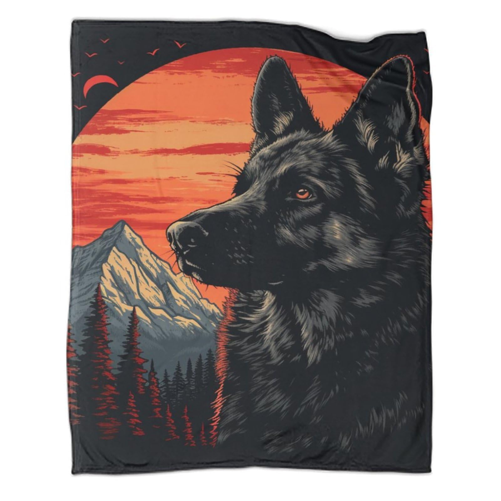 Couverture de voyage motif berger allemand en microfibre douce pour canapé et lit de 200x230 cm