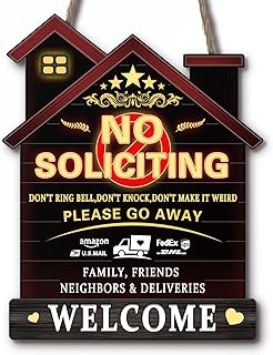 No Solicitation Signs with Polite Deterrent Directives - 'No Ringing/Knocking/Weirdness' Notice for Homes, Front Doors, Durable Yard/Entrance Warning Plaque for Anti-Sales Visitor Alert (10 x 8 Inch)