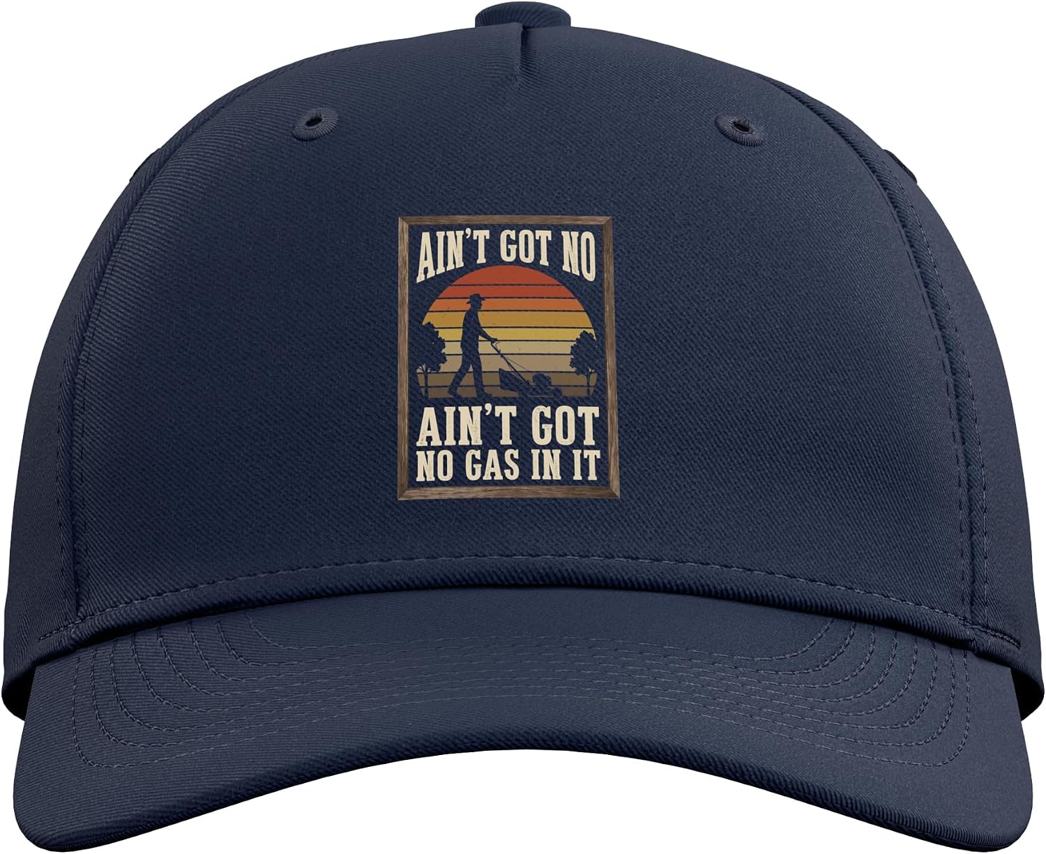 Funny Lawn Mowing Dad Humor Retro Sunset Yard Work Saying Adjustable Baseball Hat image 2