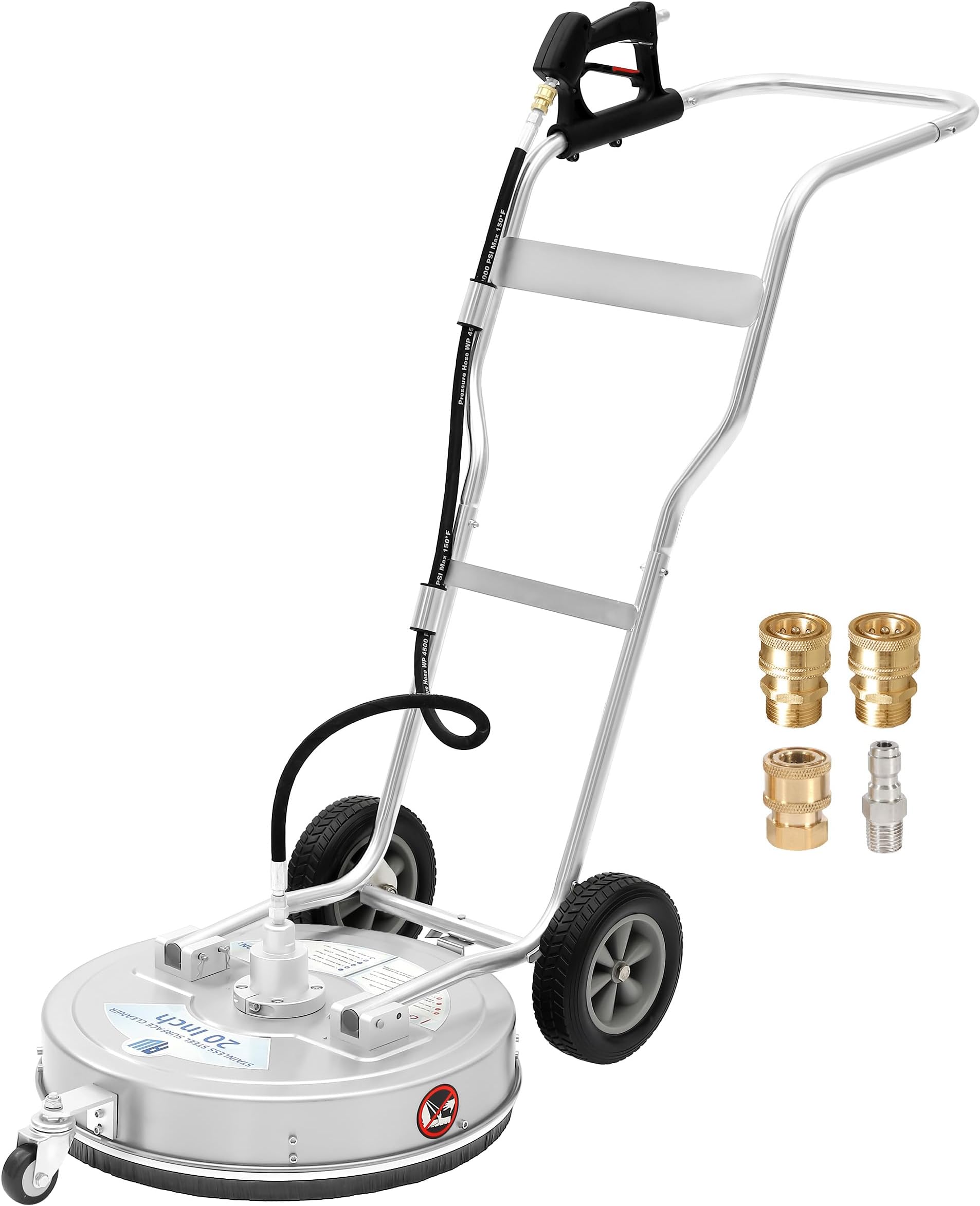 RIDGE WASHER 20’’ Surface Cleaner Dual Handle, Stainless Steel Bigger Stable Wheels Pressure Washer Surface Cleaner, Power Washer Surface Cleaner for Cleaning Driveways, Sidewalks, Patios