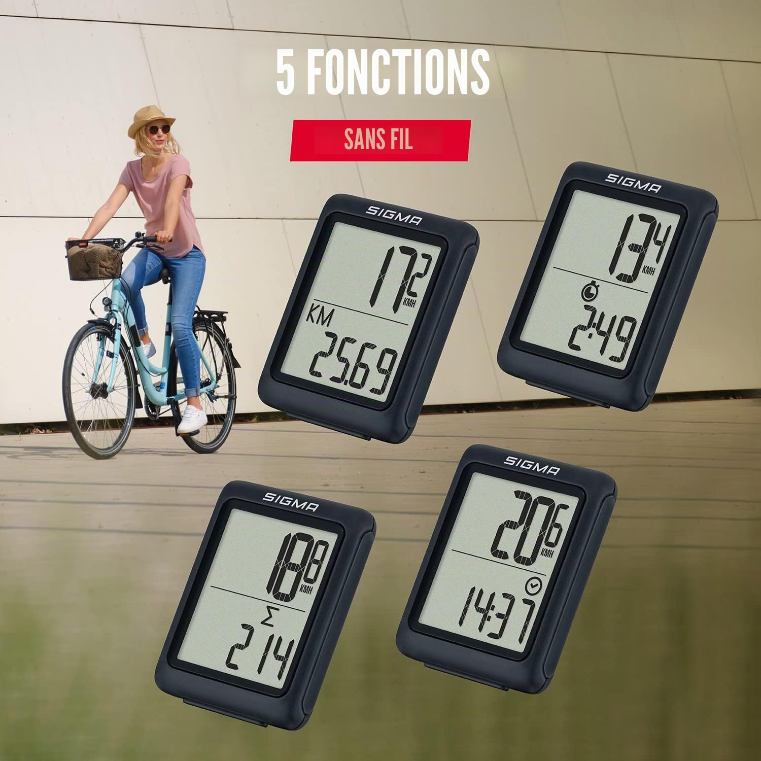 SIGMA Sport BC 5.0 Bicycle Computer with Numerous Functions Beginner Bike Computer Easy to Use with Large Buttons and Clear Display