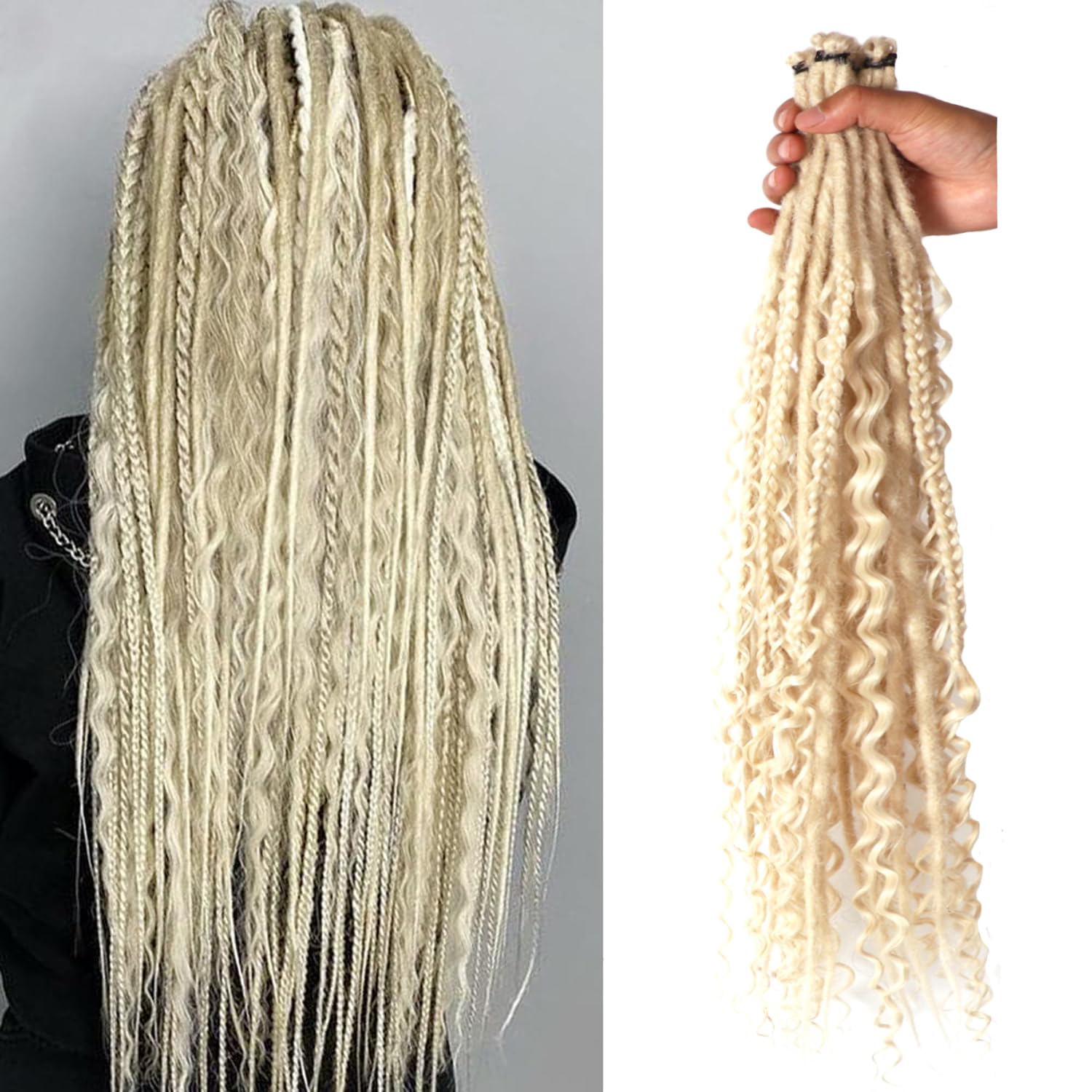 24 Inch Synthetic Dreadlock Extensions Hippie Single Ended Dreads 0.6 cm Width Loc Extensions Reggae Style Crochet Hair for Women (613#