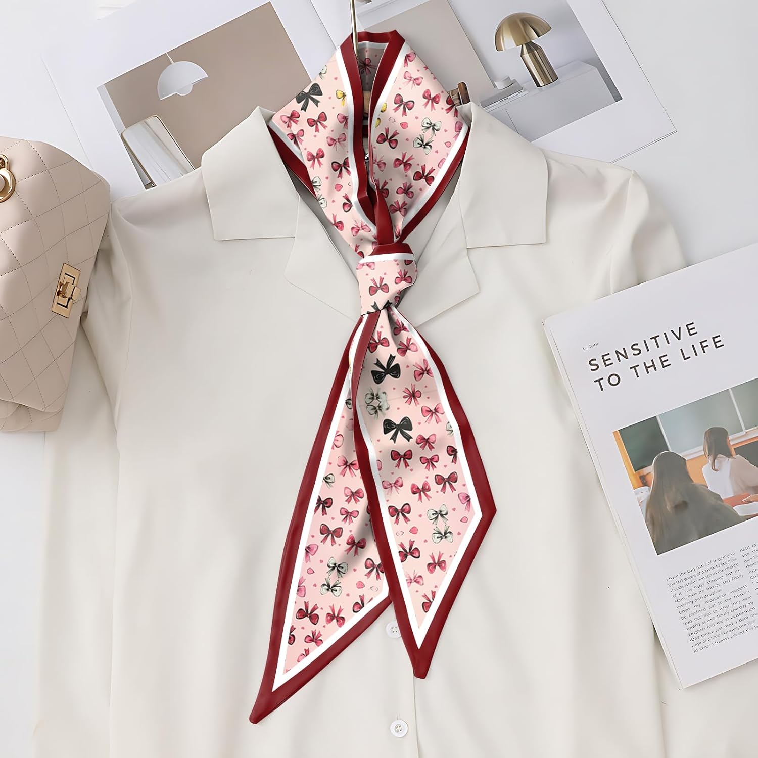 Hair Head Scarf Neck Scarves Silk Feeling Long Satin Fashion Cute Decoration Handbag Women Girls 59 * 6.7'' - Image 3