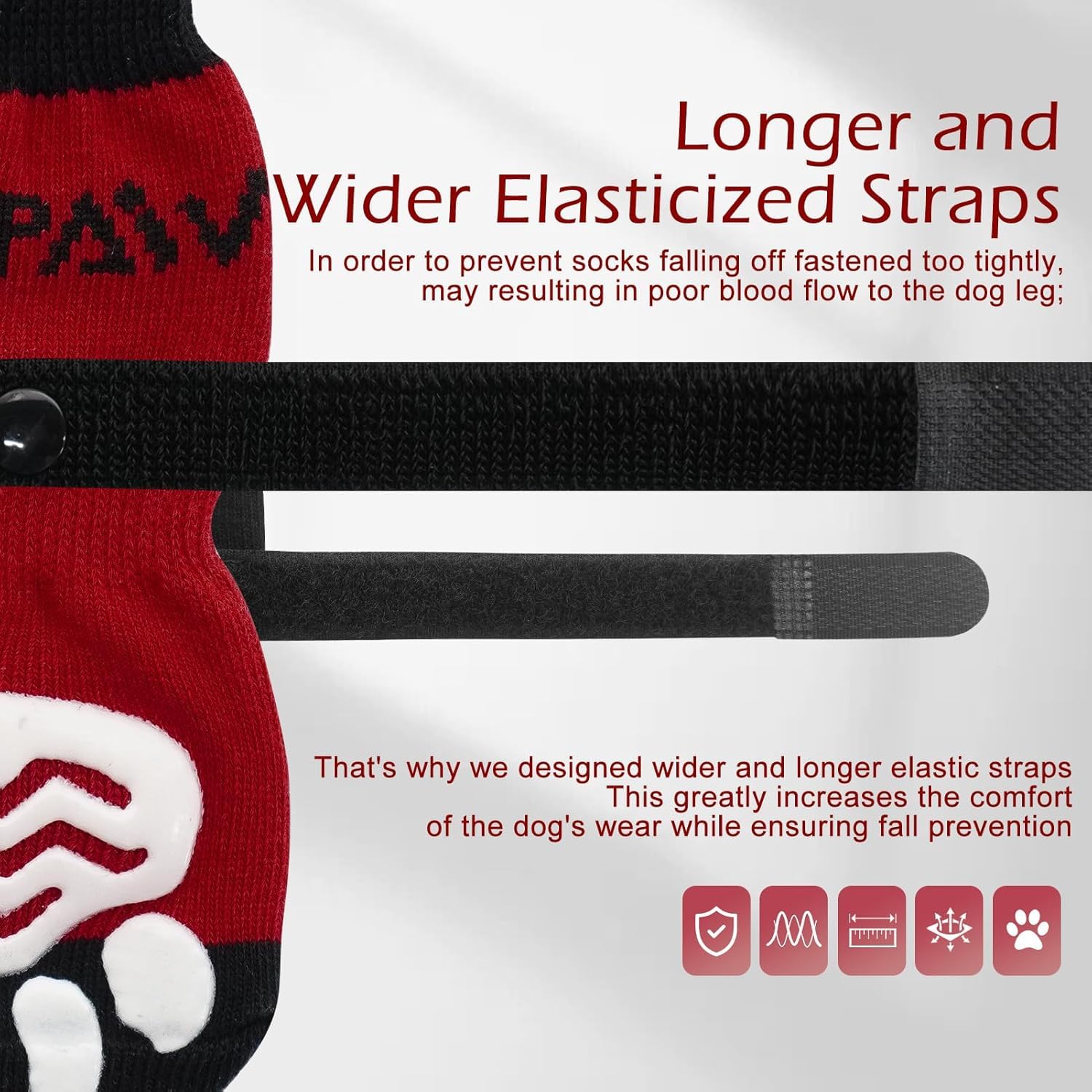 EXPAWLORER Juego de 6 calcetines antideslizantes, para evitar lamerse patas, pavimento caliente, mejor control de tracción en suelos de madera, botines para perros pequeños, medianos y grandes