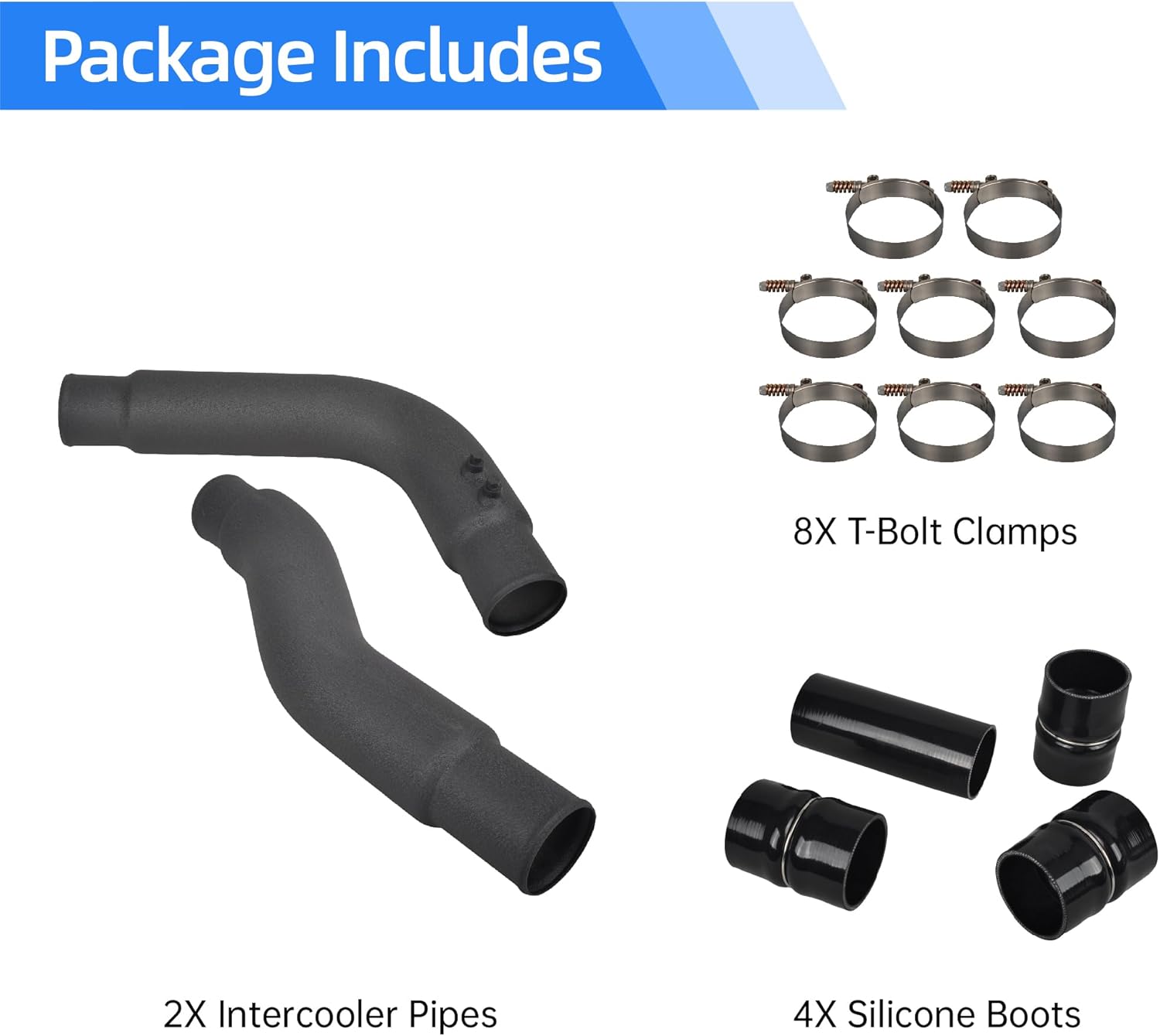 Intercooler Pipe & Boot Kit Compatible with 2003-2007 Dodge Ram 5.9L Cummins Diesel-Black