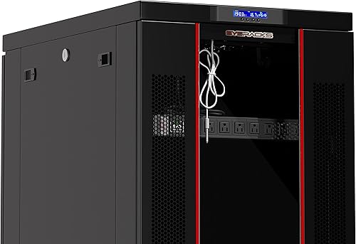 Miniatura 4 de Sysracks Gabinete de 37U de 39 pulgadas de profundidad para servidores, gabinete de servidor asequible con accesorios, pantalla LCD, termostato,