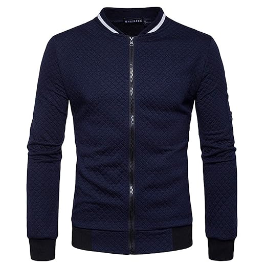 WSLCN Jaqueta College Moletom Masculina com Zíper Jaqueta Bomber Slim