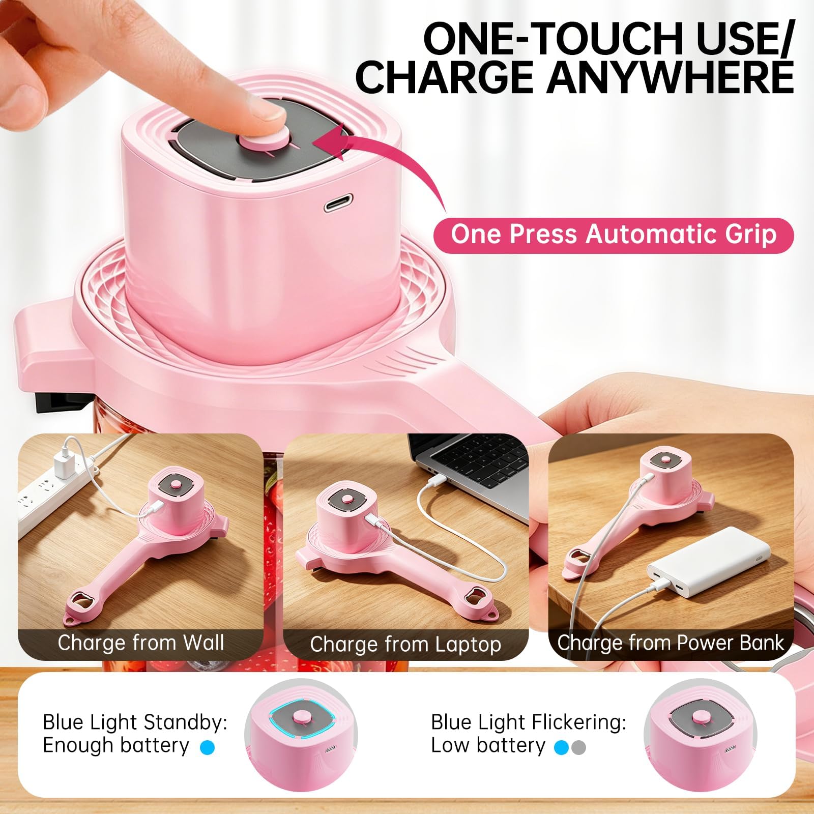 Apriscatole elettrico per anziani con artrite, apribottiglie automatico One-Touch ricaricabile USB-C 2 in 1, gadget da cucina per mani deboli