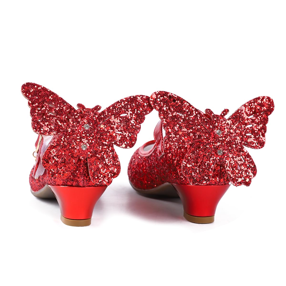 Girls Princess Shoes Sequins Sweet Bows High Heels Wedding Party Dress Shoes Dance Bright Diamond Cosplay Christmas Festival Shoes Pink Blue Purple Gold Silver — view 2