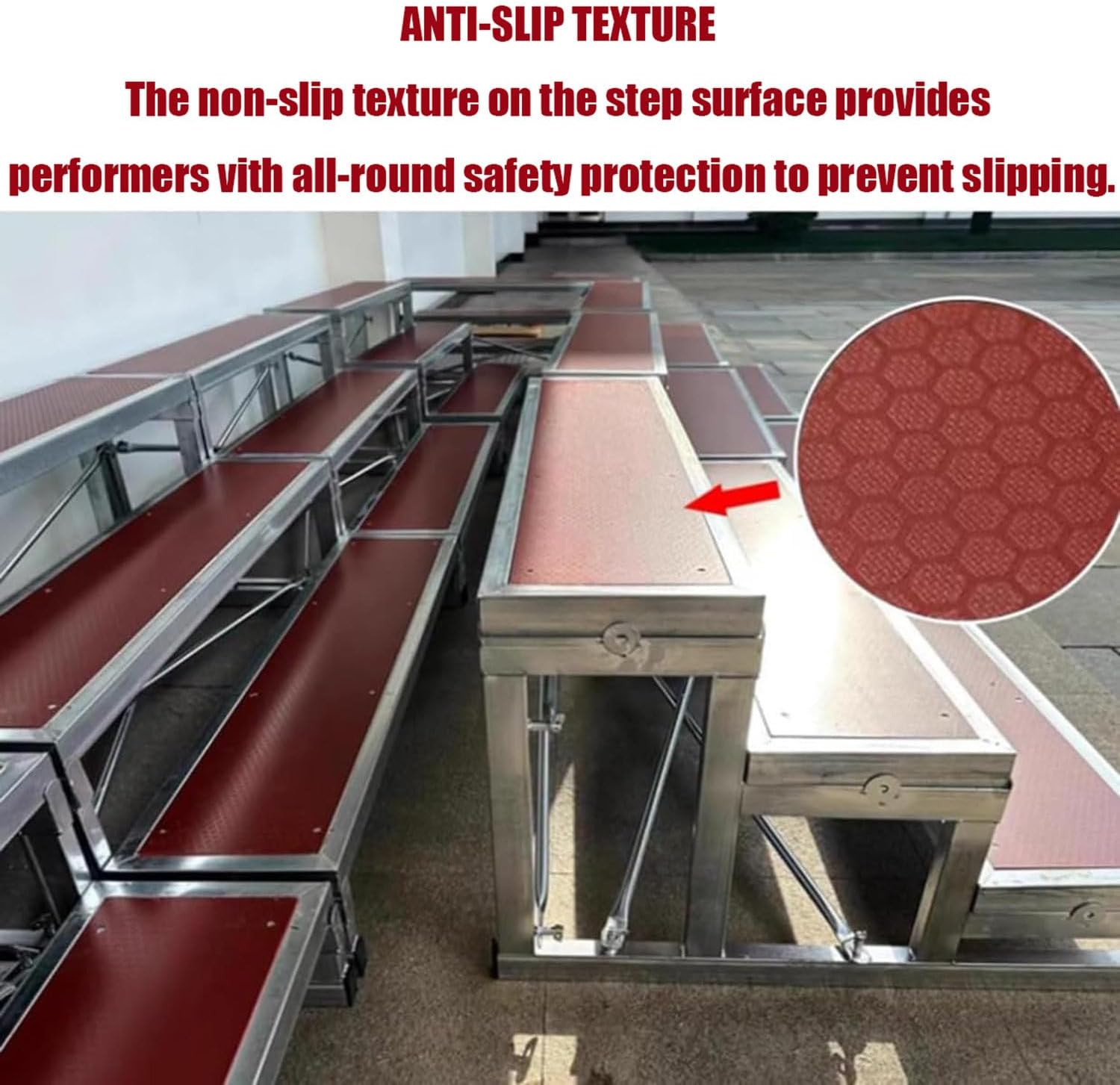 Portable Choir Risers, Non-Slip Tiered Steps for Choirs & Photos, Sturdy Choir Benches/Stands, Ideal for Classroom & Church Performances, 1-Layer Design