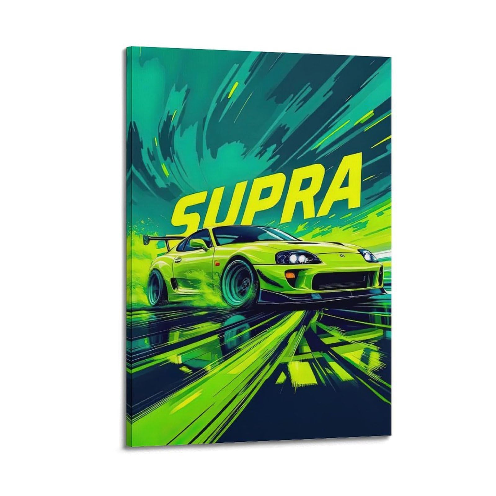 OKAHYS MK4 Supra JDM Green Racing Sports Car Artwork Poster Decorative Painting Canvas Wall Artworks Picture 20x30inch(50x75cm)
