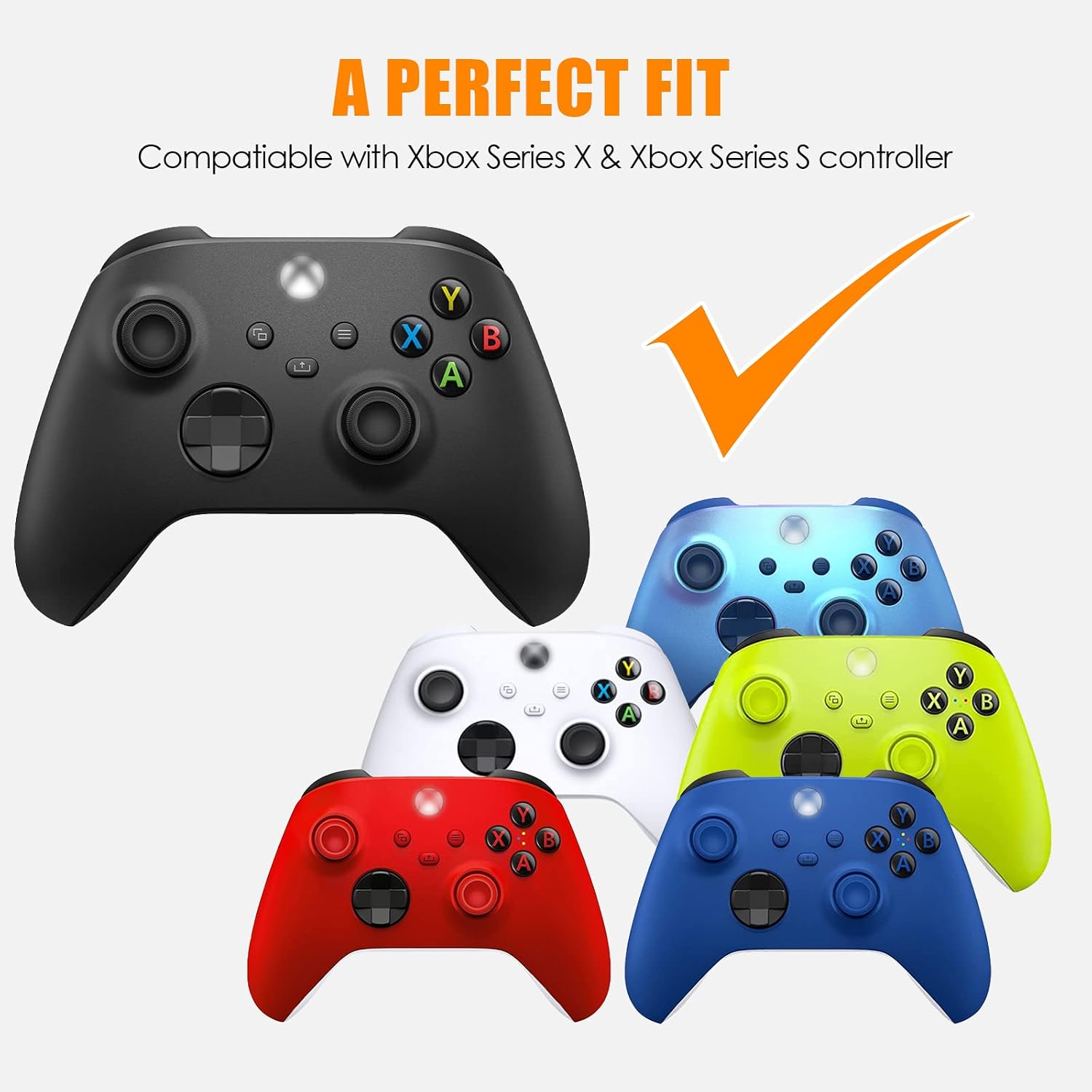 TOMSIN Bumpers & Thumbsticks Replacement LB RB Button for Xbox Series X/S Controllers (6 Pcs)(Black & White)