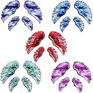 SUNNYCLUE 1 Box 5 Sets 5 Colors Angel Wing Resin Charm Butterfly Wing Charms Bulk Colorful Rhinestone Glitter Animal Fairy Feathers Wings Charm for Jewelry Making Charms Necklace Earring DIY Craft