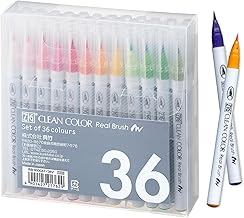 Kuretake ZIG Clean Colour Real Brush Set (36 Colours), Watercolour Paint Extra Fine Brush Pen, RB-6000AT/36V