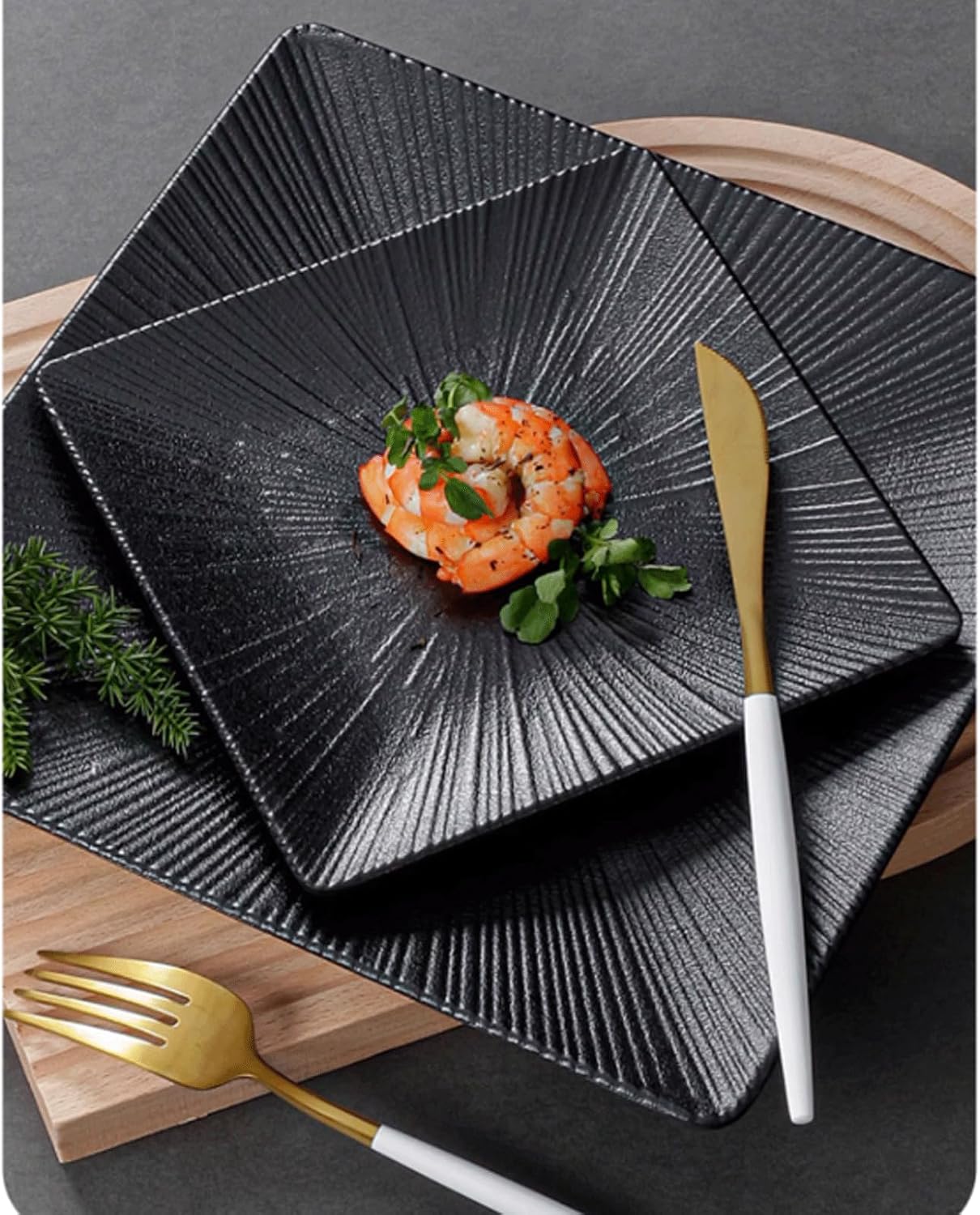 Black Plates Lightweight Square Plates Premium Party&Wedding Plates for Dessert Plates Steak Plates Modern Dinnerware