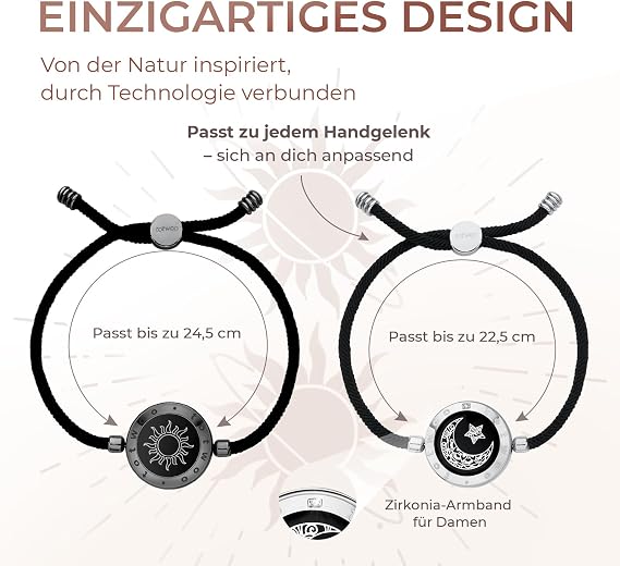 TOTWOO Smart Partner Bracelets for Long Distance Relationships with App Controlled 1:1 Bluetooth Pairing - Romantic Gift with Lights & Touch Vibration, Made of 316 Stainless Steel