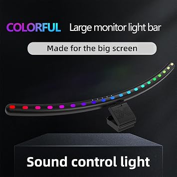 RGB Monitor Lamp Bar, Light Source RGB Monitor Light Bar for Office, Monitor Lamp Bar with RGB Backlight and Music Sync, Eye Caring Curved Computer Monitor Light Bar