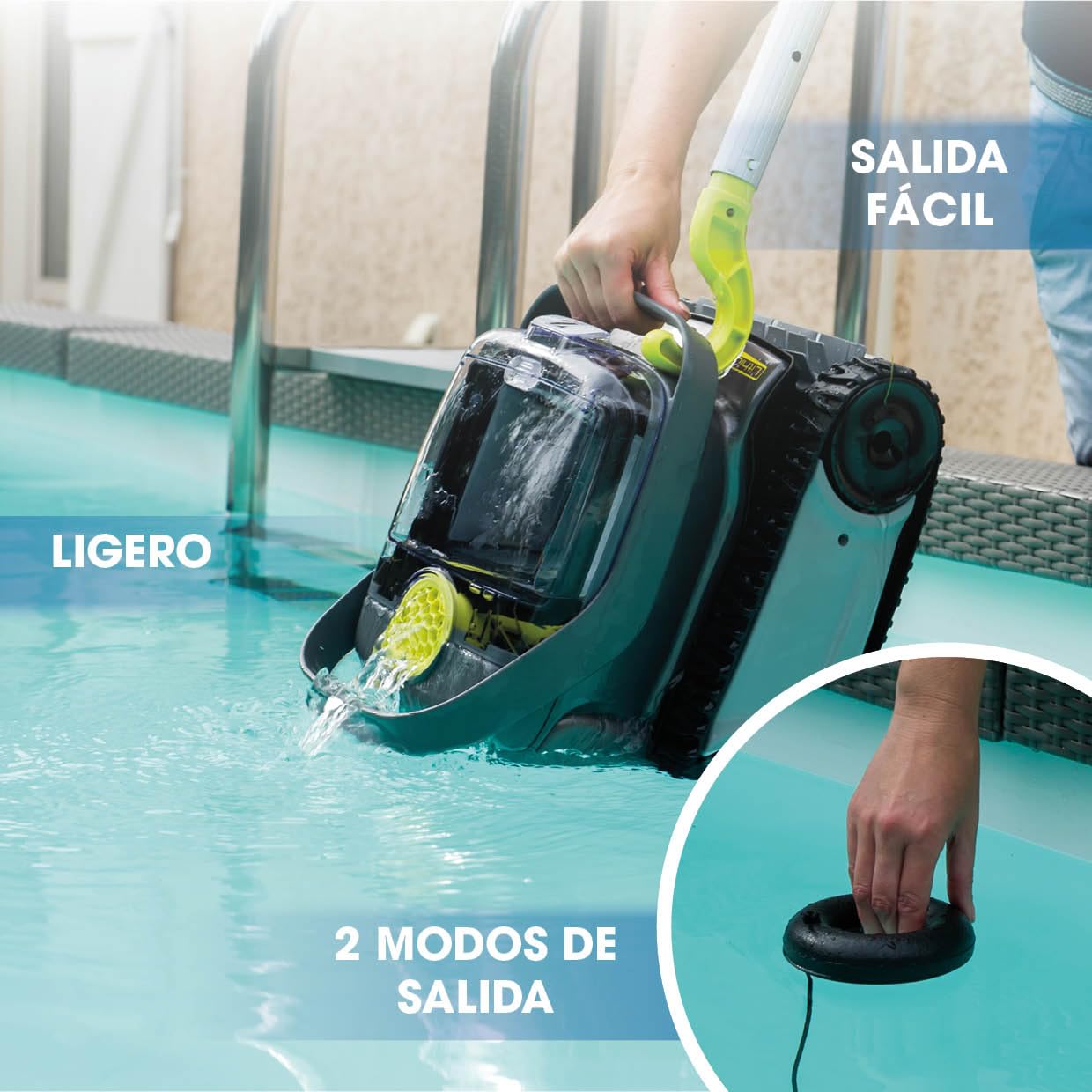 Zodiac Pixel OP-Li 2100 limpiafondos sin Cable, Limpia el Fondo de Las Piscinas de hasta 7x3m. Batería de Litio, Ciclo de 1h30, filtración Fina, Ventana Transparente