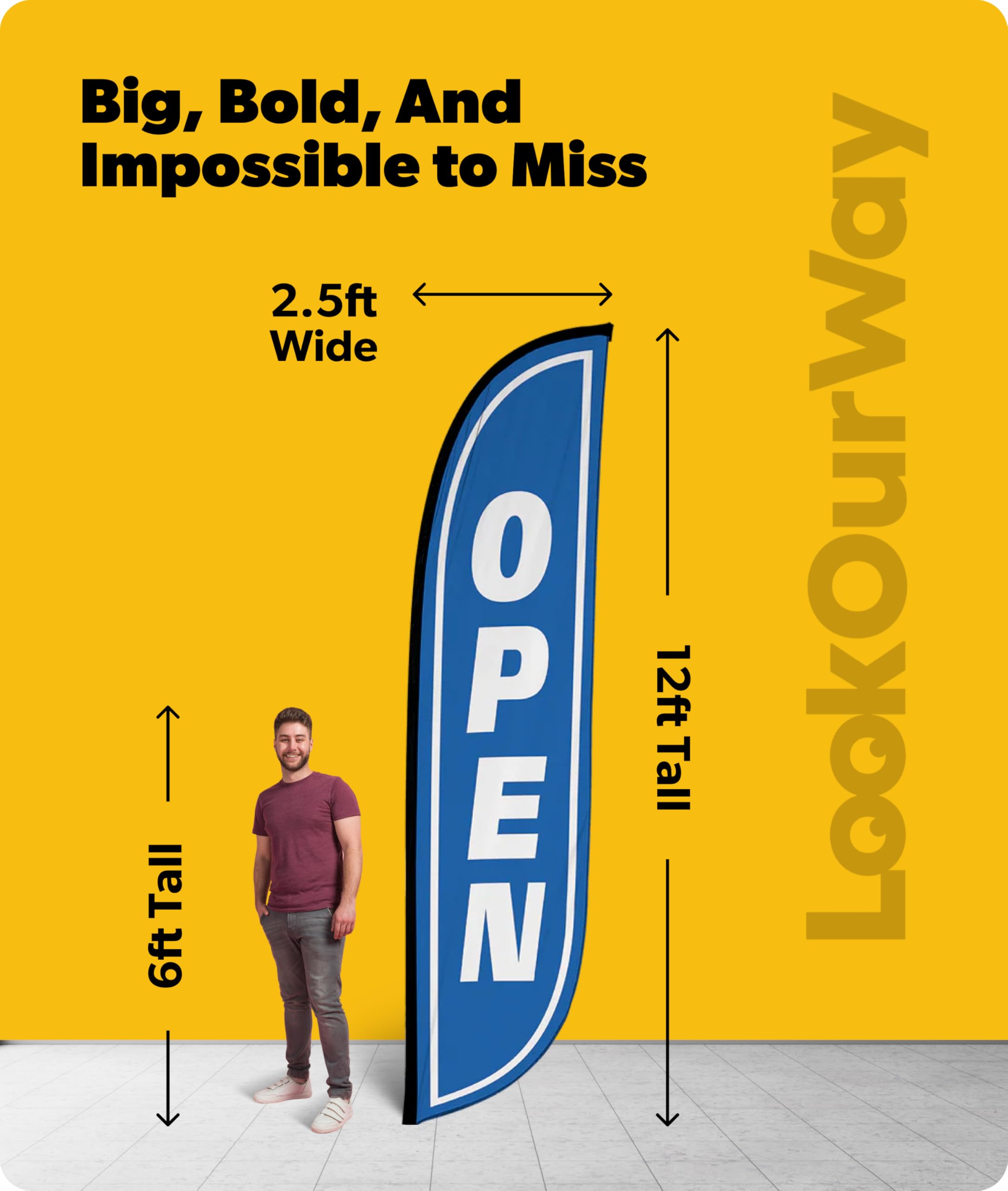 LookOurWay offen Feder Flagge, 12-feet