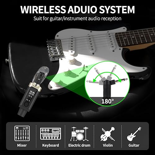 Miniatura 3 de Kadjuh UHF Wireless XLR Transmitter and Receiver& Wireless Guitar Transmitter Receiver,Rechargeable Mic Adapter 16 Channels 196ft Range for Dynamic