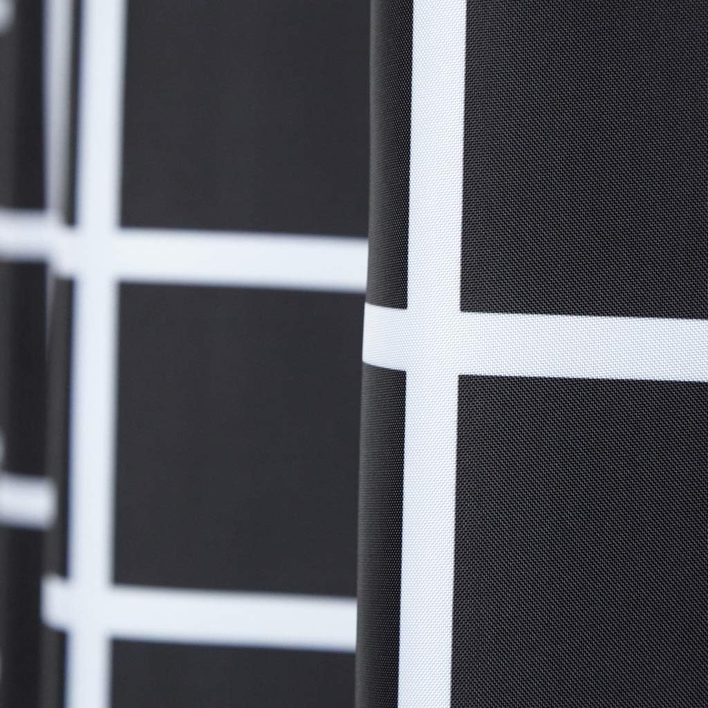 RARVA Washable Waterproof Polyester(Best Hotel Quality Eco Friendly) Liner Set for Bathroom Fabric Shower Curtain with Hooks - 72 x 72 inches, Black White Square Geometric