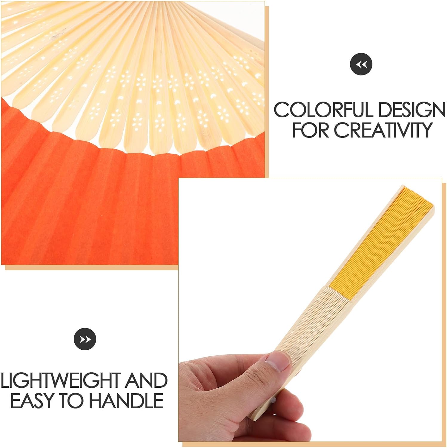 LABRIMP 6pcs Colorful Paper Folding Fans for Lightweight and Easy to Handle Handheld Fans for Outdoor Play and Festivals DIY Craft Supplies