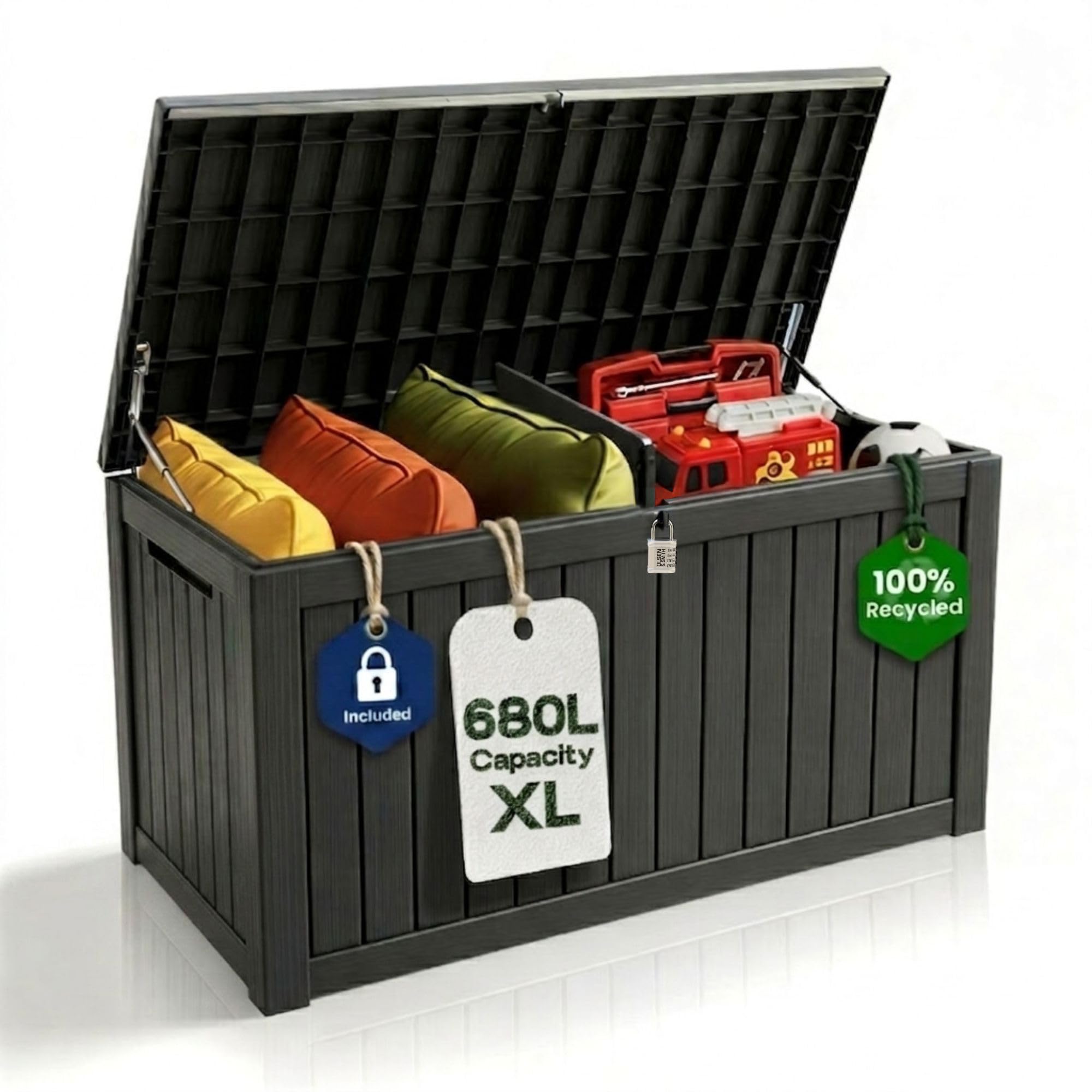 Olsen & Smith 680L Large Recycled Outdoor Garden Storage Box & Chest