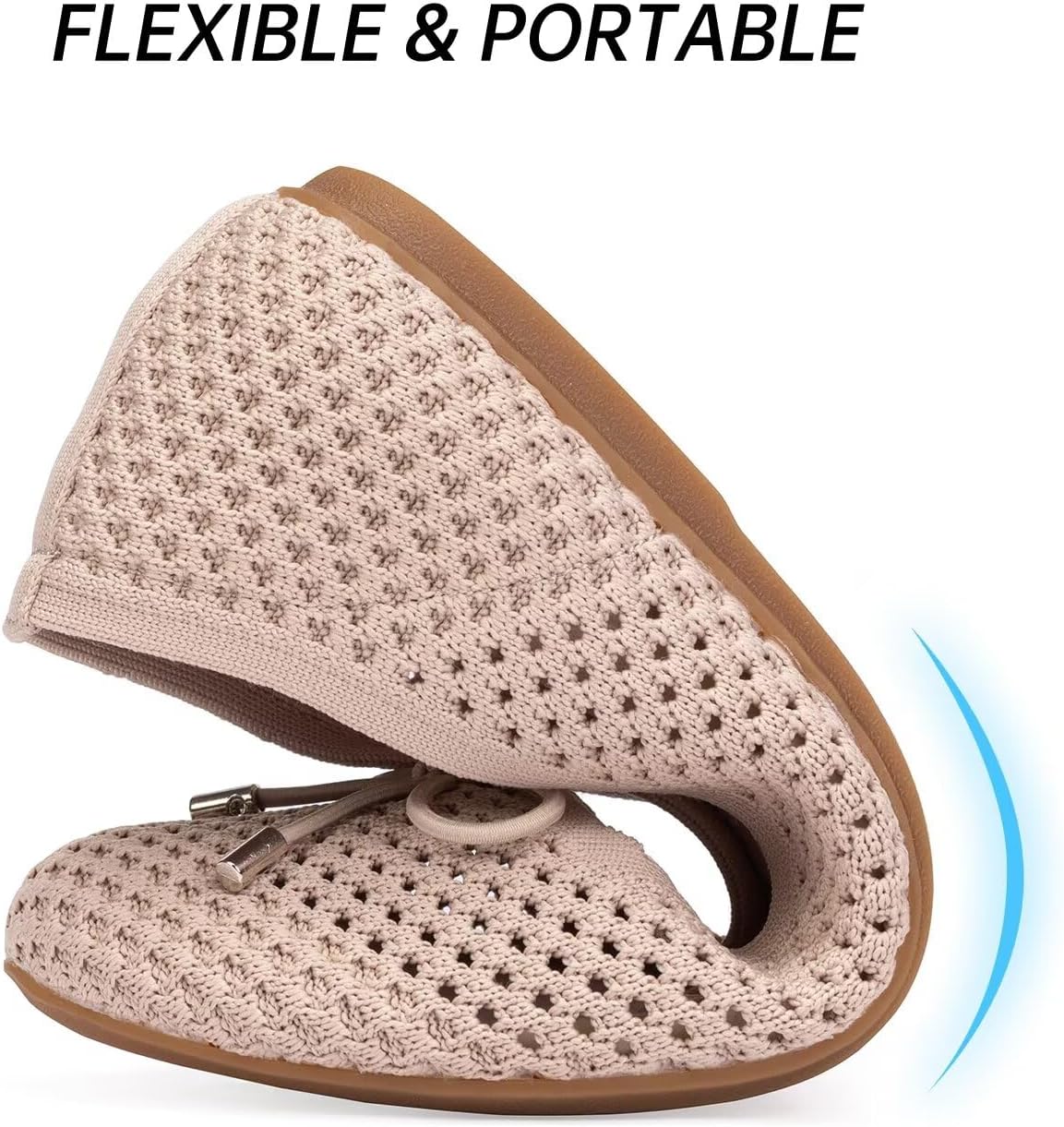 Frank Mully Women's Mesh Flats Round Toe Foldable Dressy Shoes with Bow-Knot Cute Ballet Knit Flats Casual Business Office
