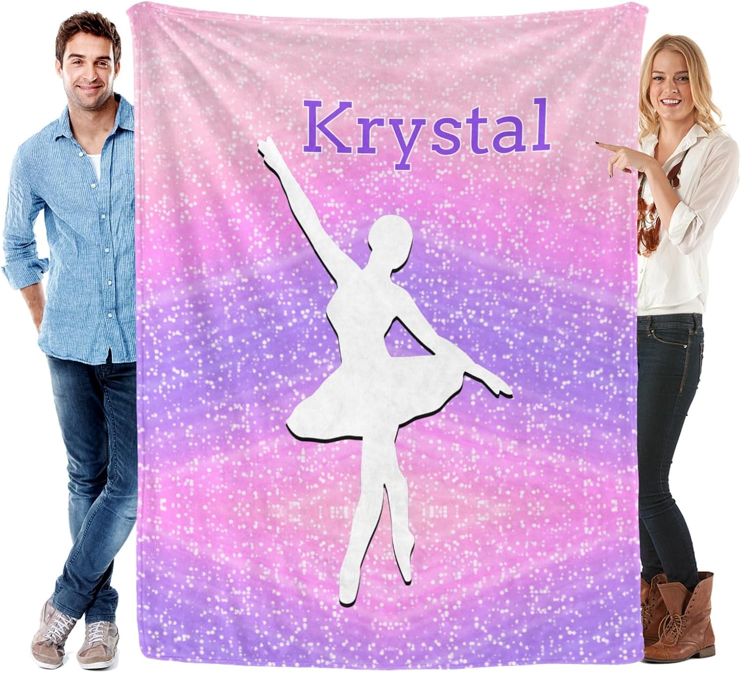 Dance Ballerina on Pink Personalized Blankets Throw Bed Sofa Couch Blankets Traveling Camping Hiking Soft Cozy 50 x 60 Inch