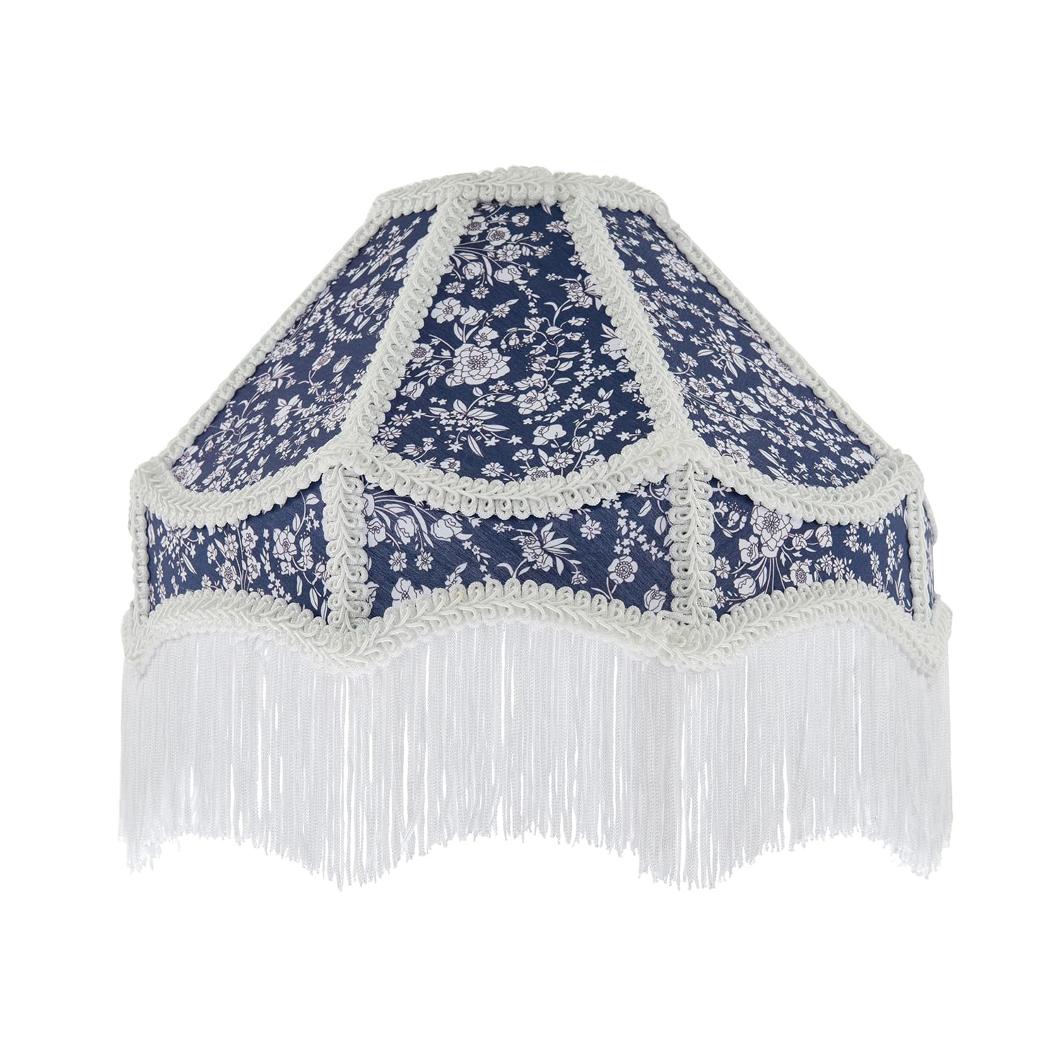 Happy Homewares Unisex Midnight Classic Handmade Victorian Empire Lamp Shade In Soft Cotton With Tassels In | : 12 Inches
