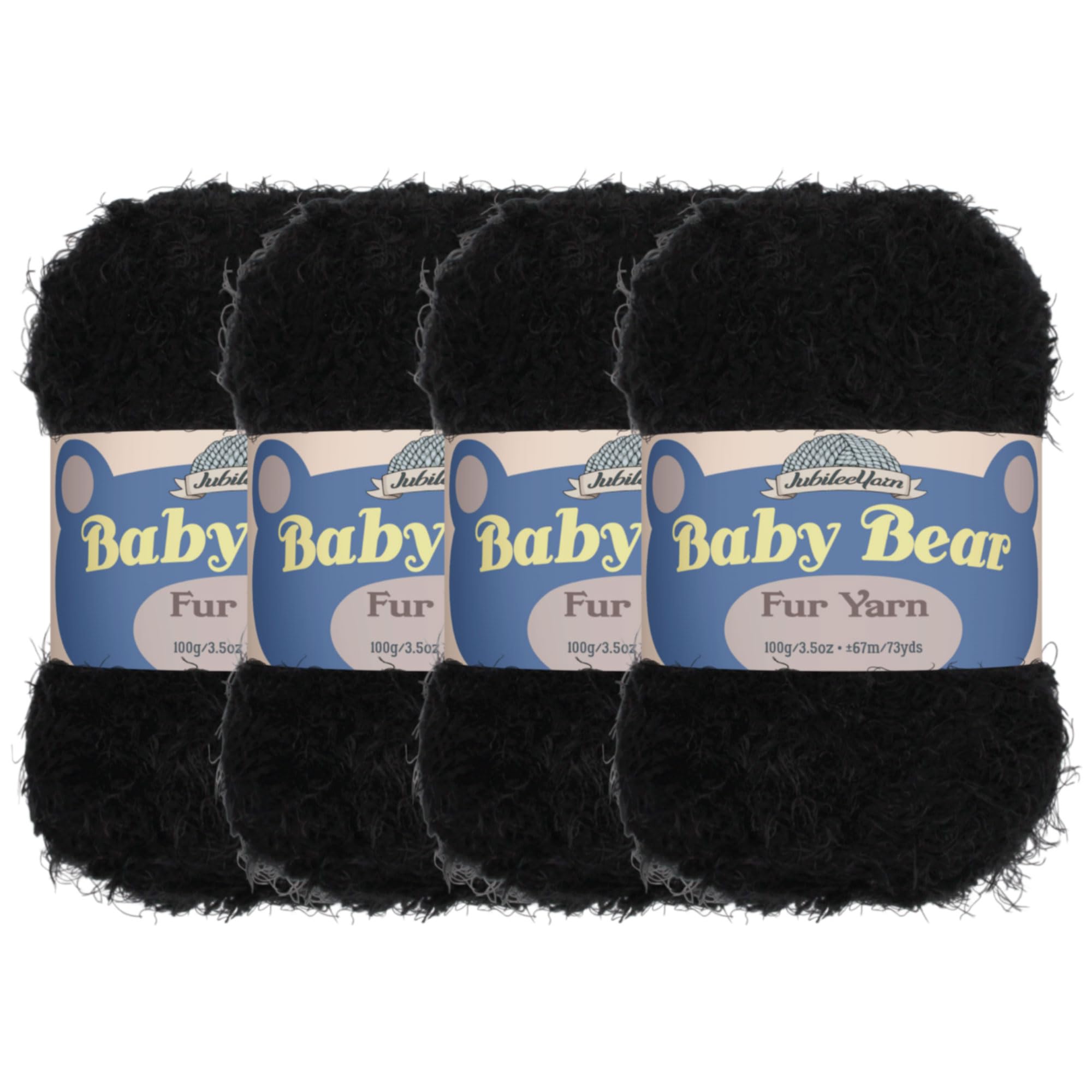 Lana de poliéster grueso JubileeYarn color negro con 4 madejas de 100 g para tejer