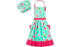 Cute Cooking Apron for Girls with Matching Chef Hat