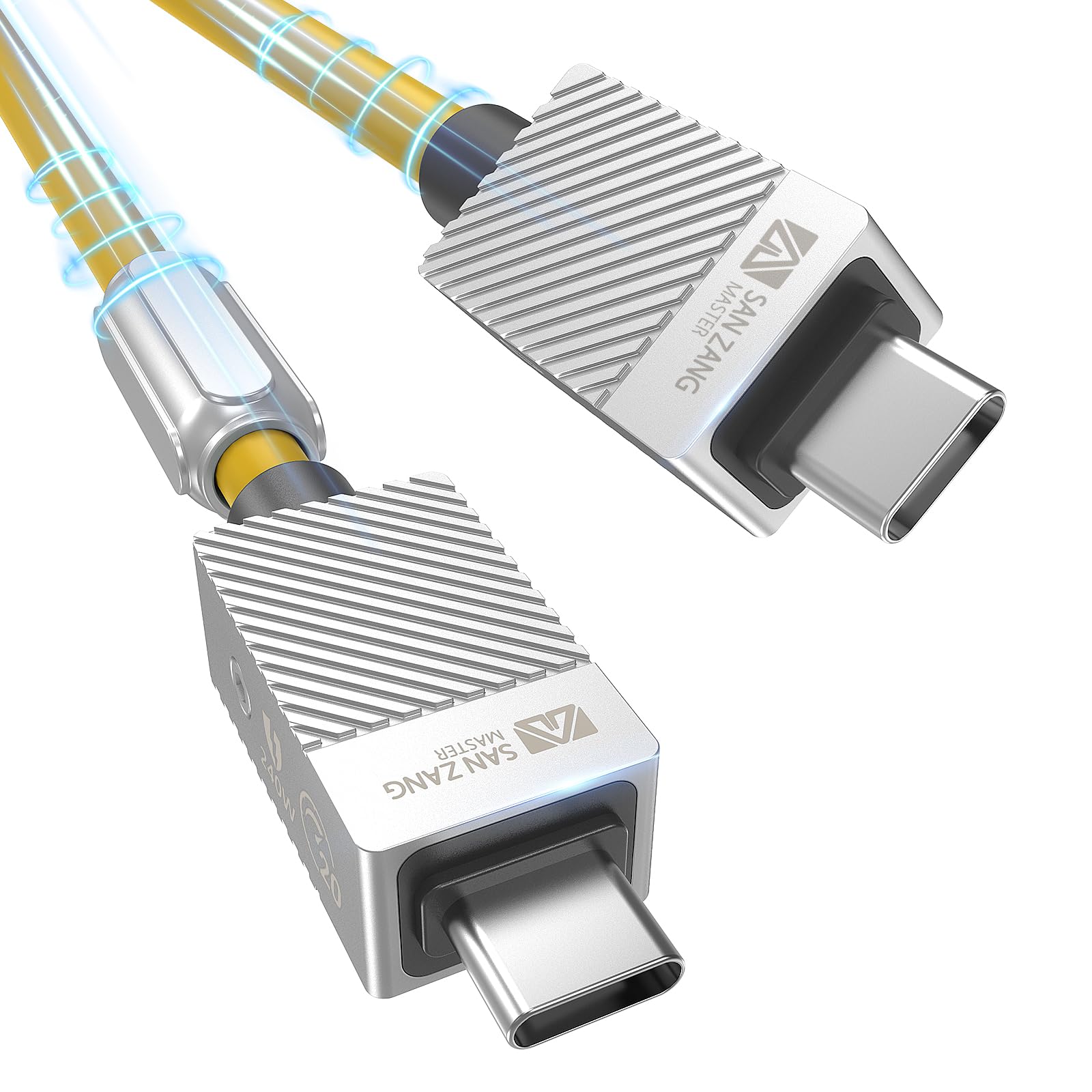 SAN ZANG MASTER Cavo da USB-C a USB-C da 240 W per trasferimento dati Thunderbolt 2 (0,5 m) 20 Gpbs, cavo display 4K Type-C compatibile con Thunderbolt 2 USB 3.2GEN 2 per dispositivi Type-C, giallo