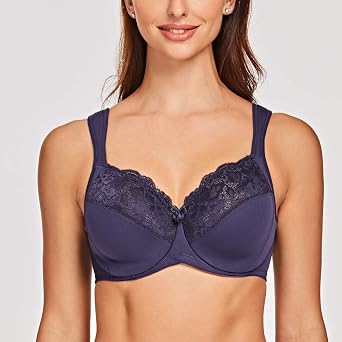 MELENECA Women's Minimizer Bra Full Coverage Plus Size Underwire Lace Comfort Cushion Strap