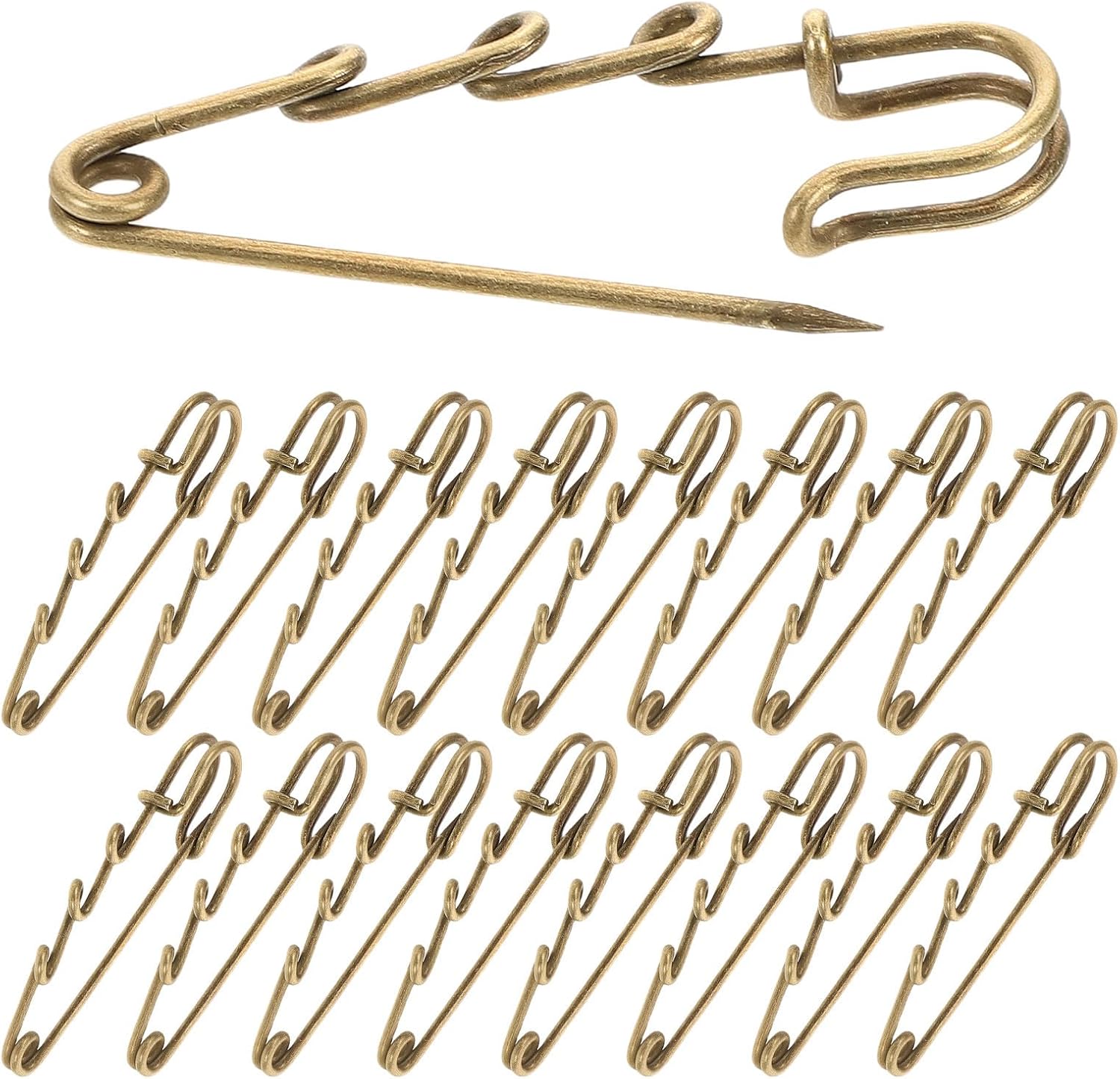 20pcs 3-Hole Large Safety Pins for Women Antique Bronze Sewing Pins Decorative Brooch Clips for Scarves Sweaters and DIY Craft Accessories