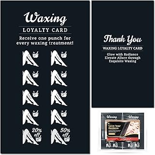 100 pack - 2 x 3.5" Premium Waxing Loyalty Cards PMU Care Supplies for Professional Esthetician - WL02A100_N