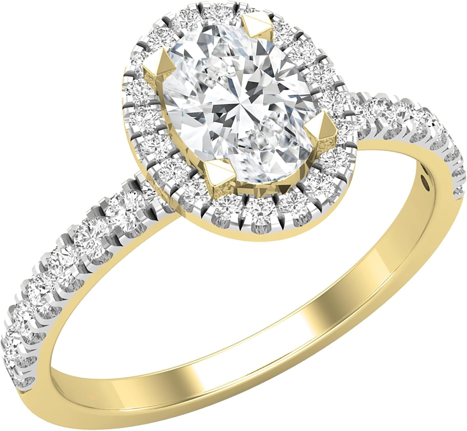 IGI Certified 18K Solid Gold Solitaire Engagement Ring for Women with 1.1w, Oval (0.80 ct Center) & Round (0.3) Lab-Grown White Diamond