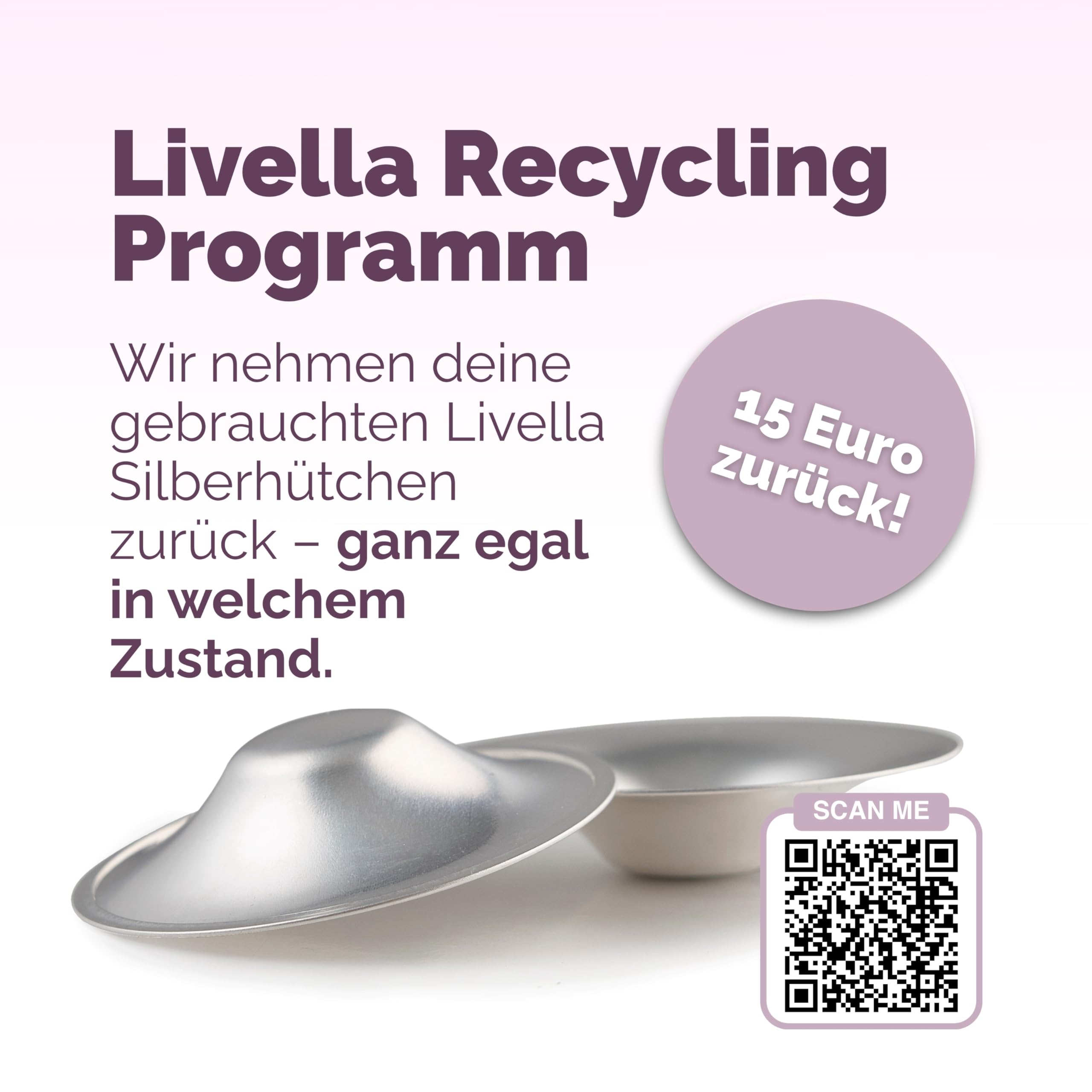Livella | Silberhütchen aus 999er Silber mit 2x Comfort-Ring | Made in Germany | Hilfe bei gereizten Brustwarzen | Unterstützt feuchte Wundheilung beim Stillen | Wochenbett Stillhütchen (2 Stück)