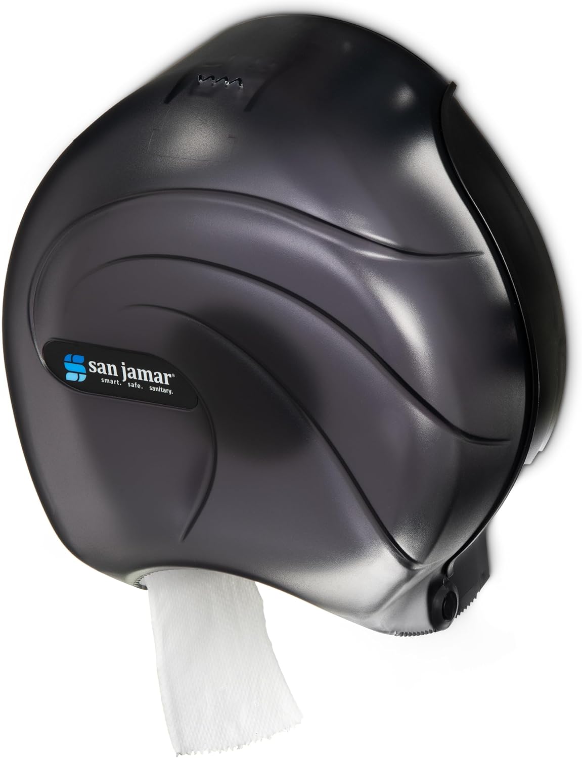 San Jamar Oceans Plastic Single Jumbo Bath Tissue Dispenser, 3.25" Core, Black Pearl, 1 Count (Pack of 1)